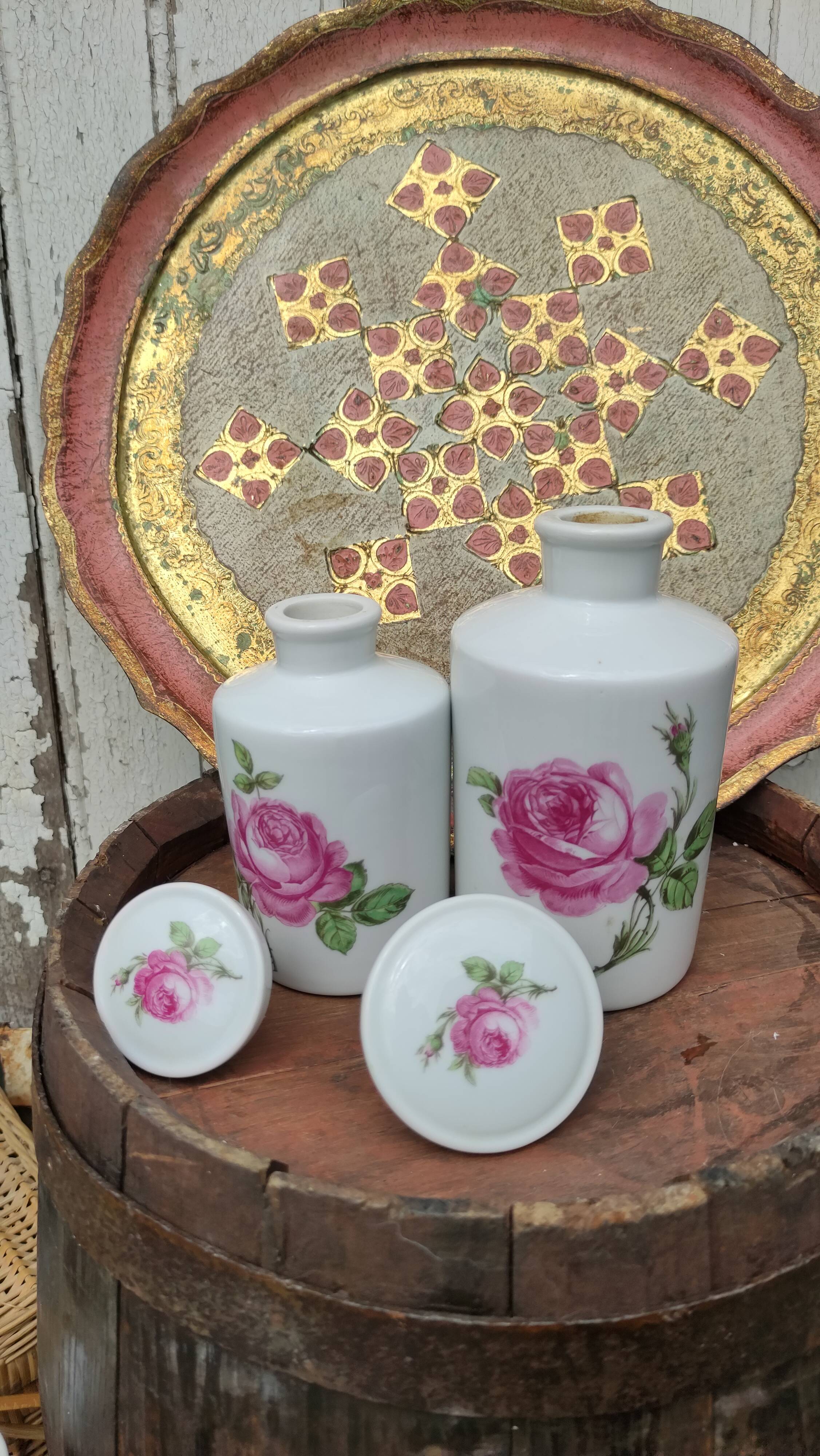 Antique white porcelain bottles