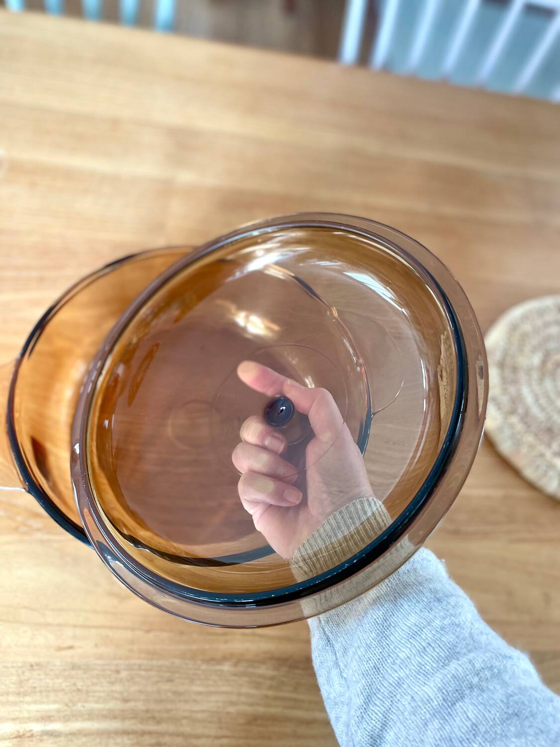 Vintage smoked glass casserole dish Corning France