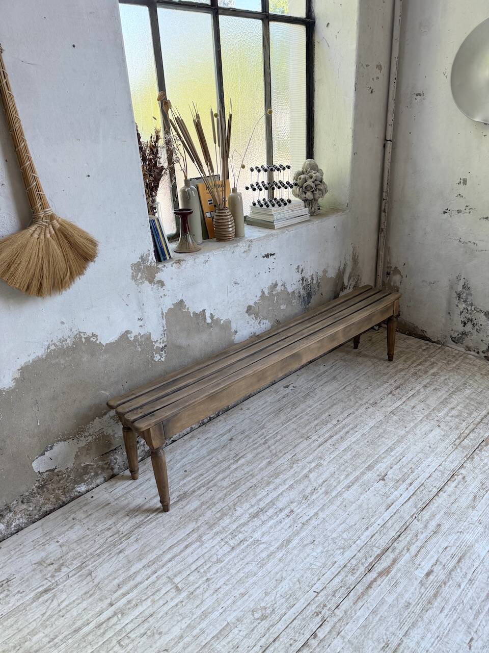 Pair of 1950 benches with oak and beech slats
