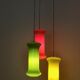 Suspension en verre à trois lumières rouge, jaune et vert par Vistosi, Italie