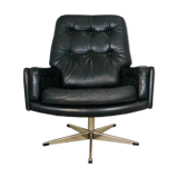 Vintage danish mid century svend. skipper leather lounge chair 1970,s