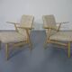 Danish Oak & Wool Armchairs, 1960s, Set of 2