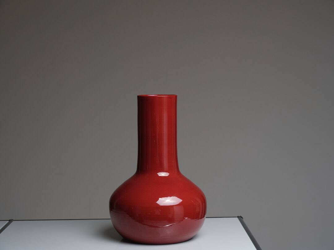 Large red ceramic vase, robert picault, 1960s