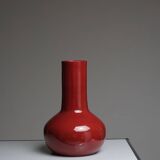 Large red ceramic vase, robert picault, 1960s