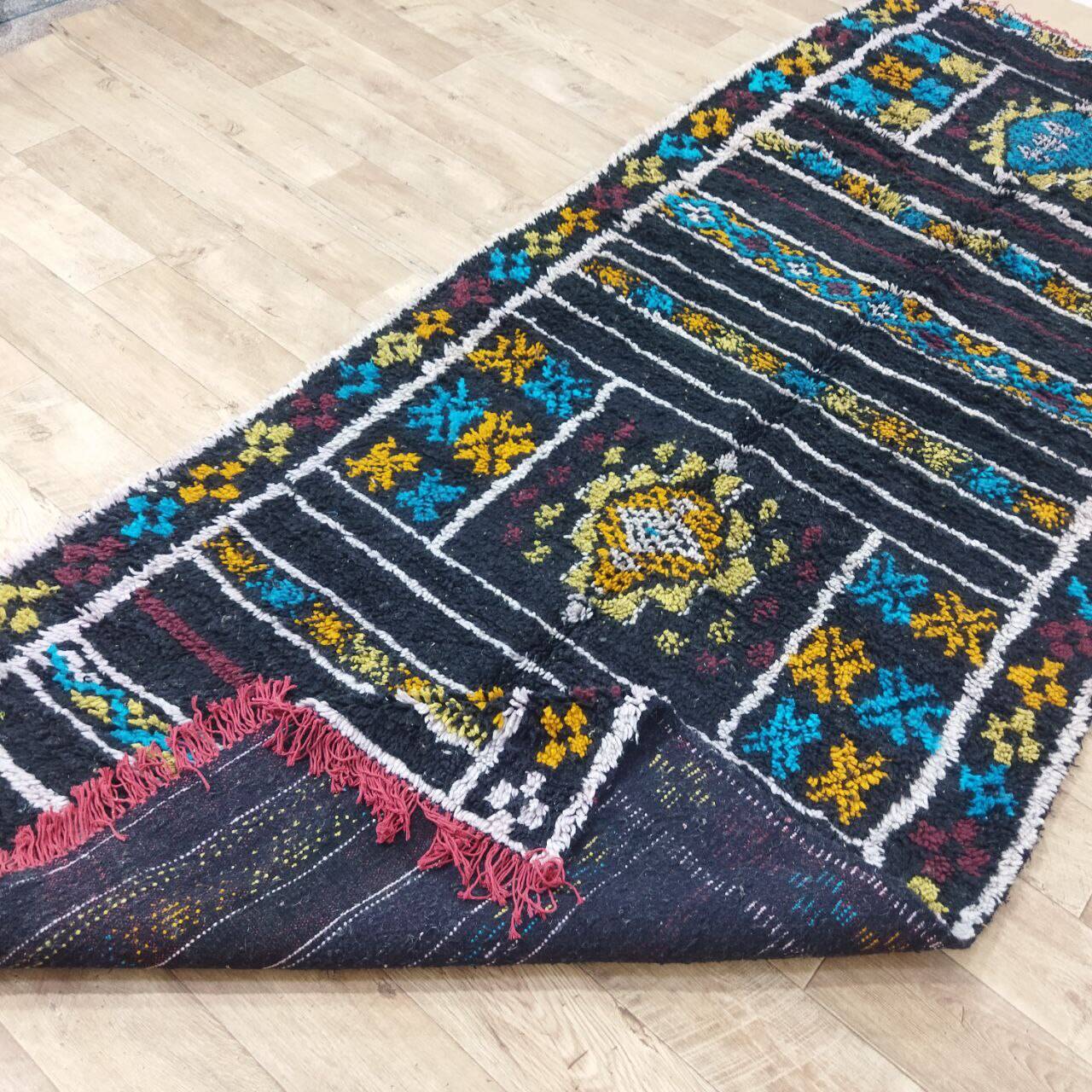 Handmade wool Berber rug 340x140 cm