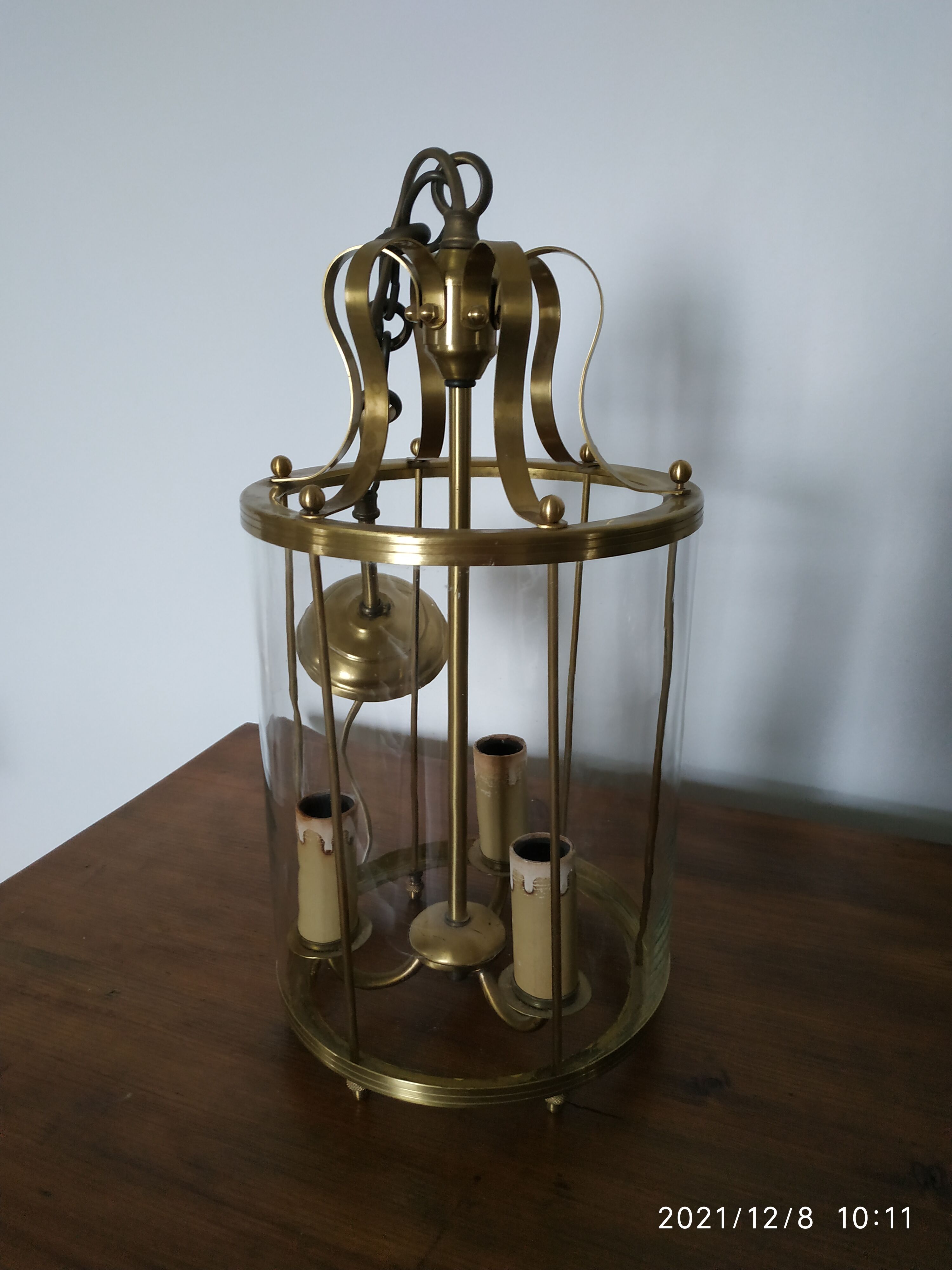 Glass and brass lantern