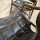 Pair of vintage skaï bamboo armchairs