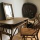 Vintage rattan desk and chair, 1960s