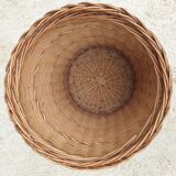 Vintage cylindrical rattan basket
