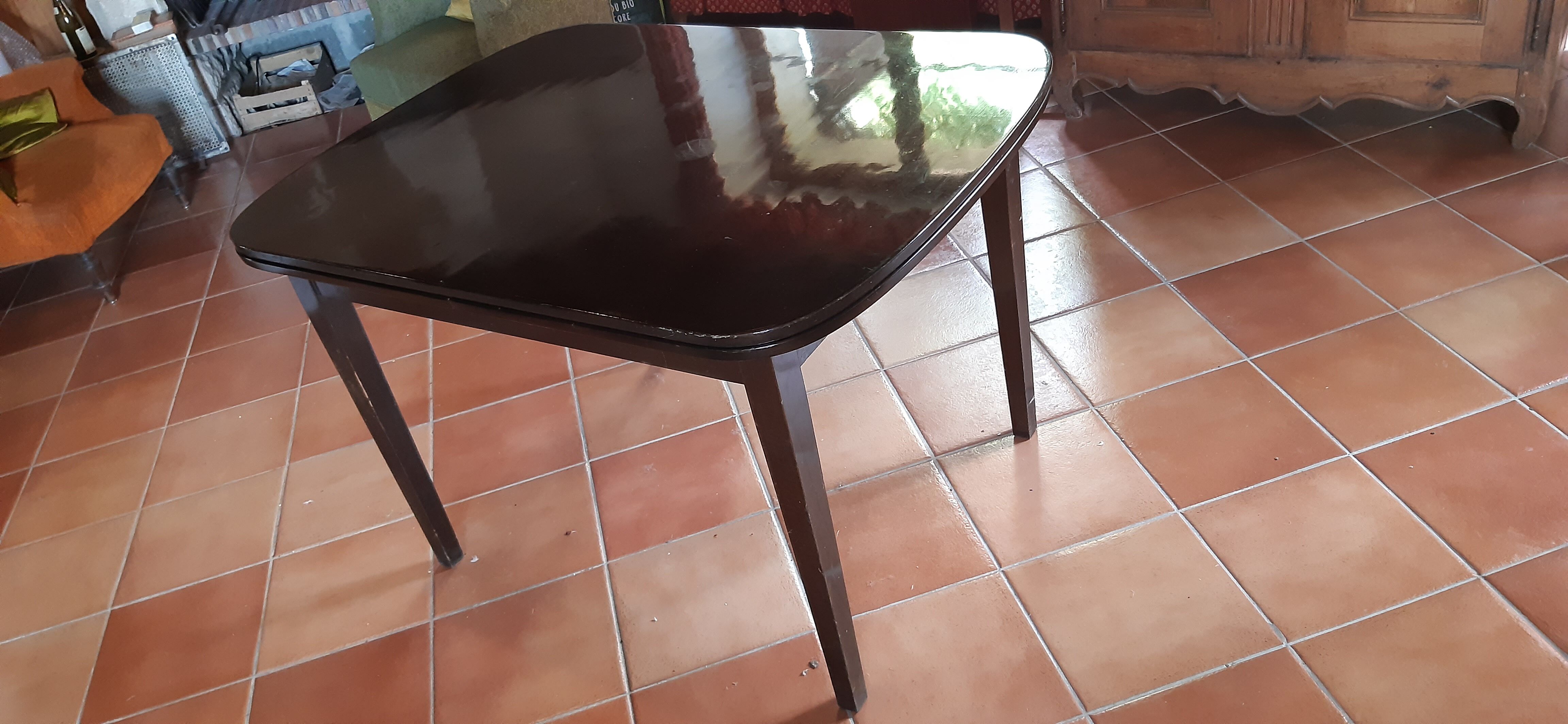 Table vintage vernie a rallonges annee 1955