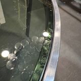 70s design round coffee table, metal and smoked glass