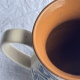 Vintage white pitcher with stylized blue plant frieze H17.5