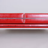 Cherry Red Leather Armchair made in 1930s by Slezak Factories - Restored