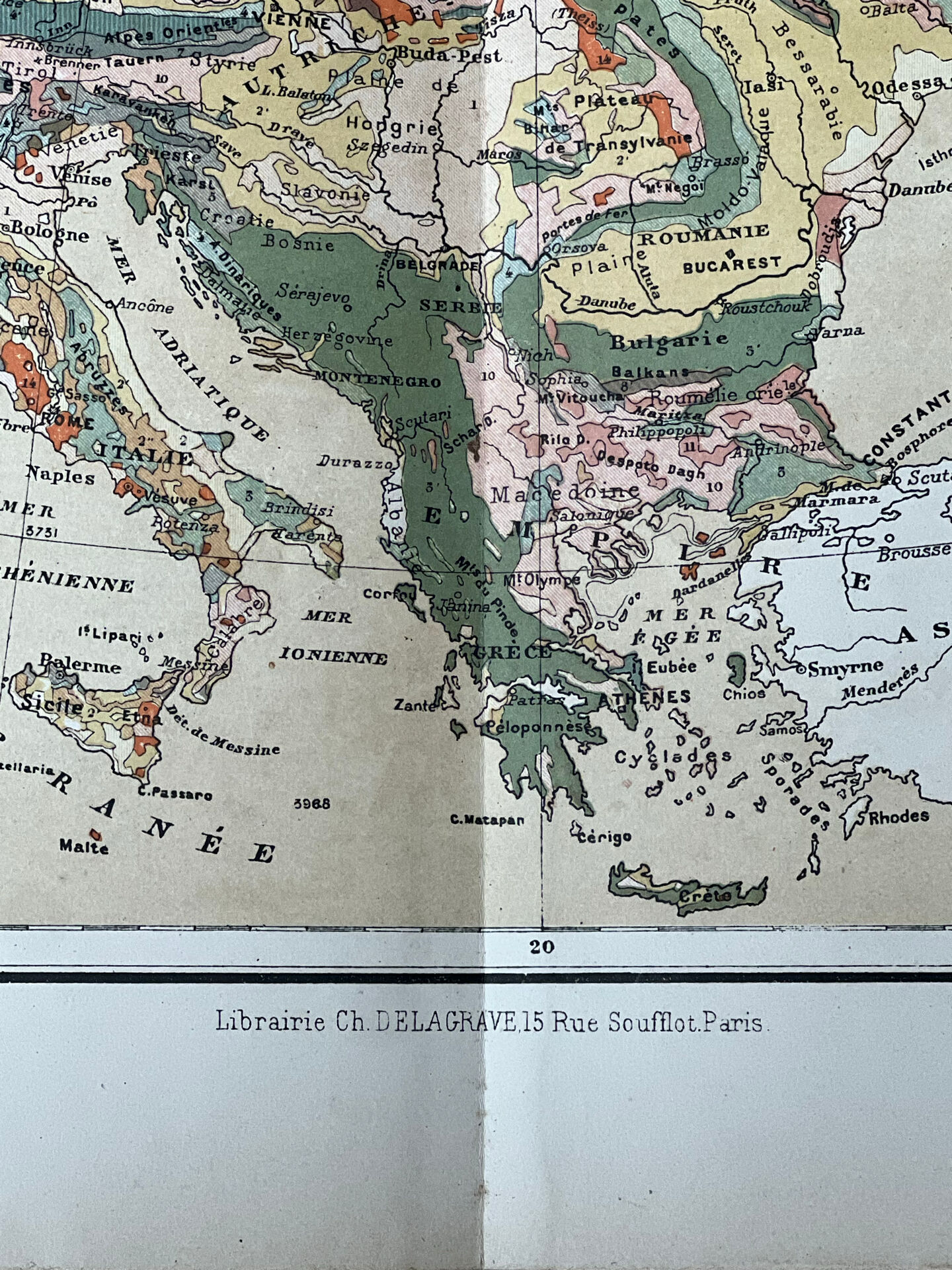 Original map of Europe 37x48cm - 1888