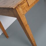 Table à manger antique de ferme rustique française en chêne doré clair du 19ème siècle
