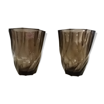 Smoked glass, Luminarc art deco vases