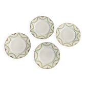 Lot 4 assiettes dessert Haviland Limoges décor guirlande houx bord festonné