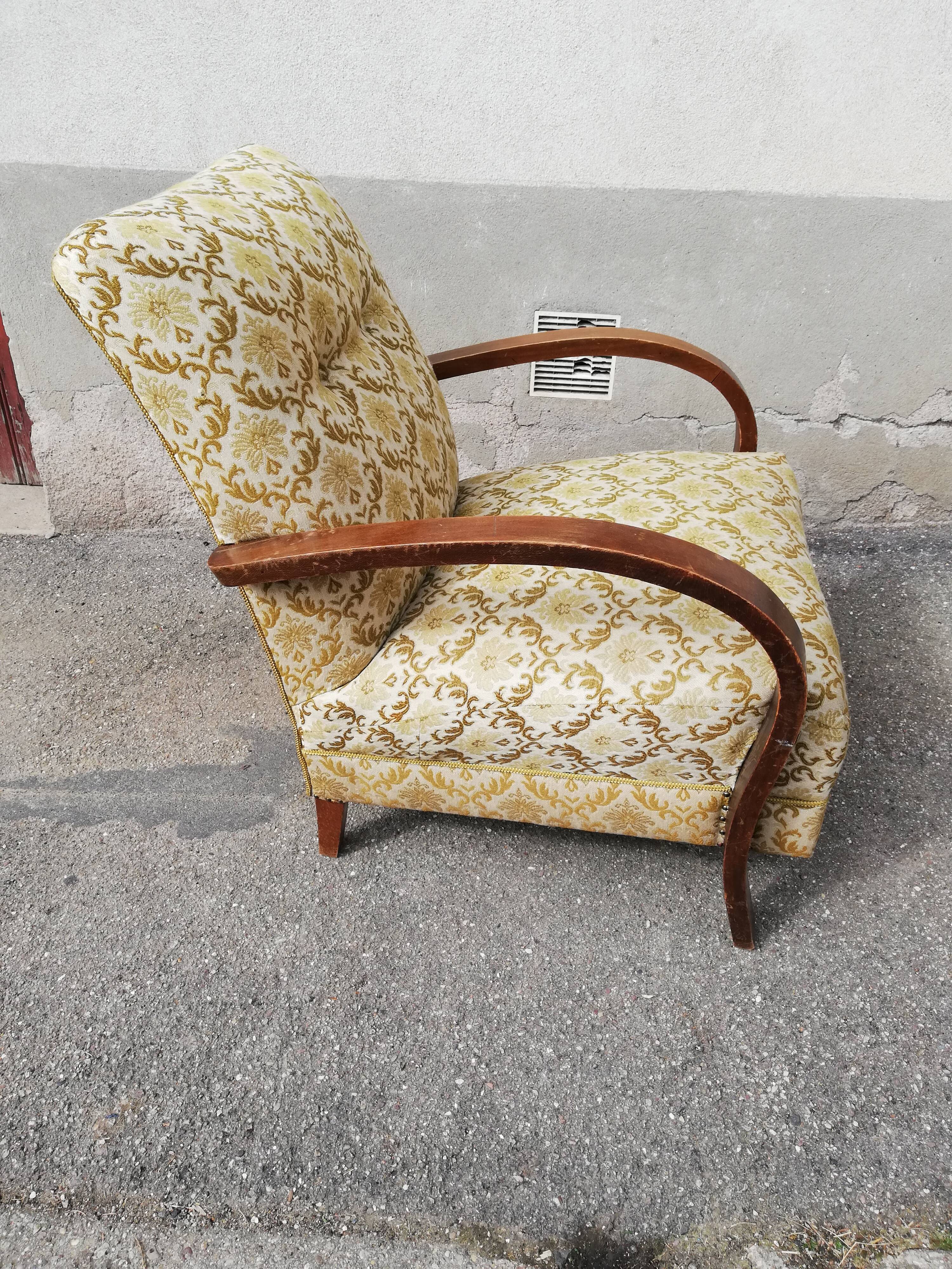 Chair 50s green floral fabric