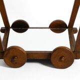 Beautiful, unique 1930s tea trolley bar cart made of solid oak wood