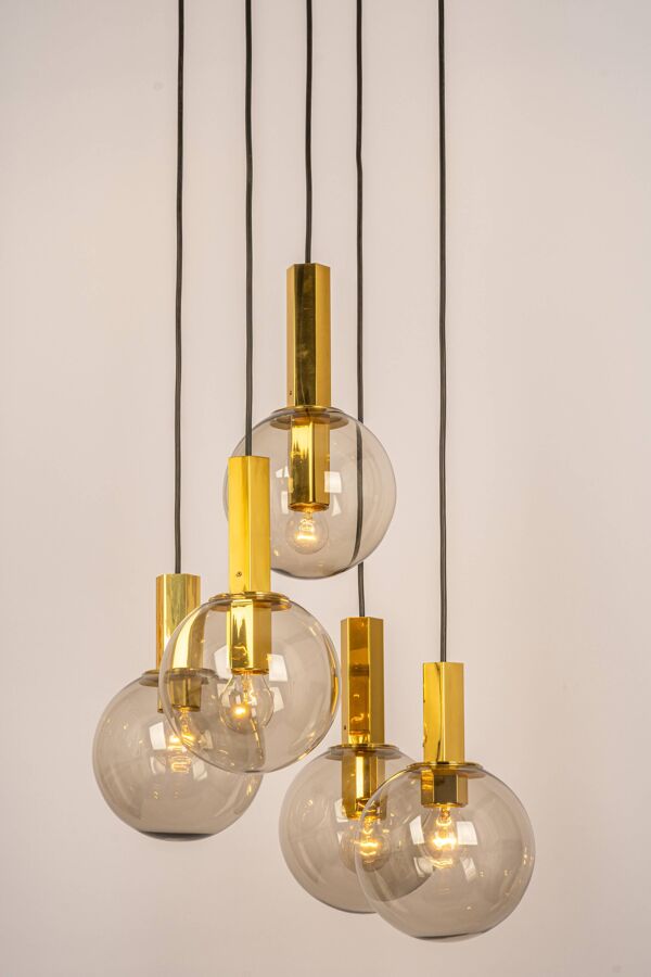 Grand lustre en cascade design avec verre fumé par Cosack, Allemagne, années 1970