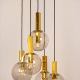 Grand cascading chandelier design with smoked glass by Cosack, Germany, 1970s.