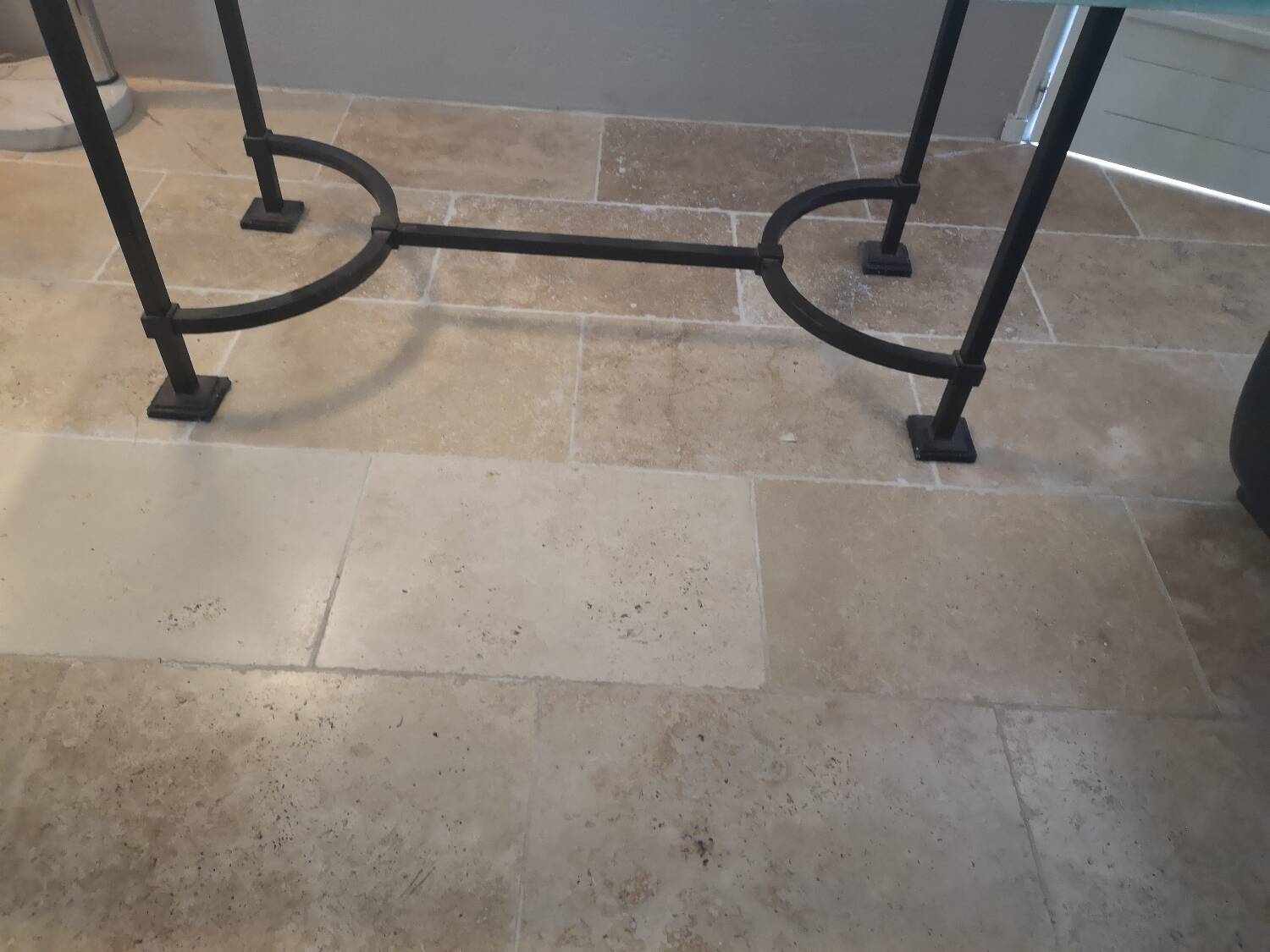 Designer table with glass top