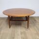 Round vintage coffee table in teak and rattan