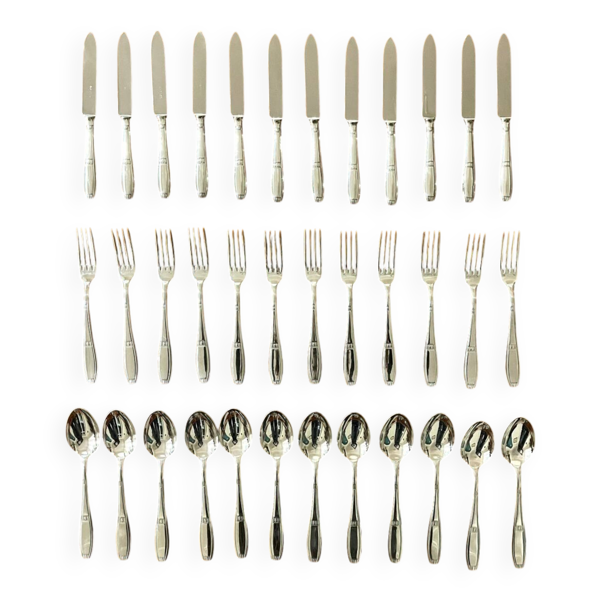 Ercuis, dessert cutlery, fruit and cheese, 36 art deco pieces