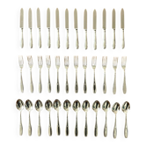 Ercuis, dessert cutlery, fruit and cheese, 36 art deco pieces