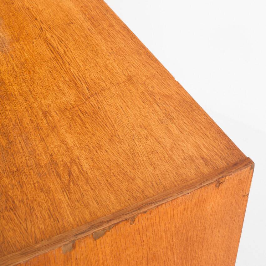 Vintage sideboard. Oak wood, drawers and door. France, 1960s