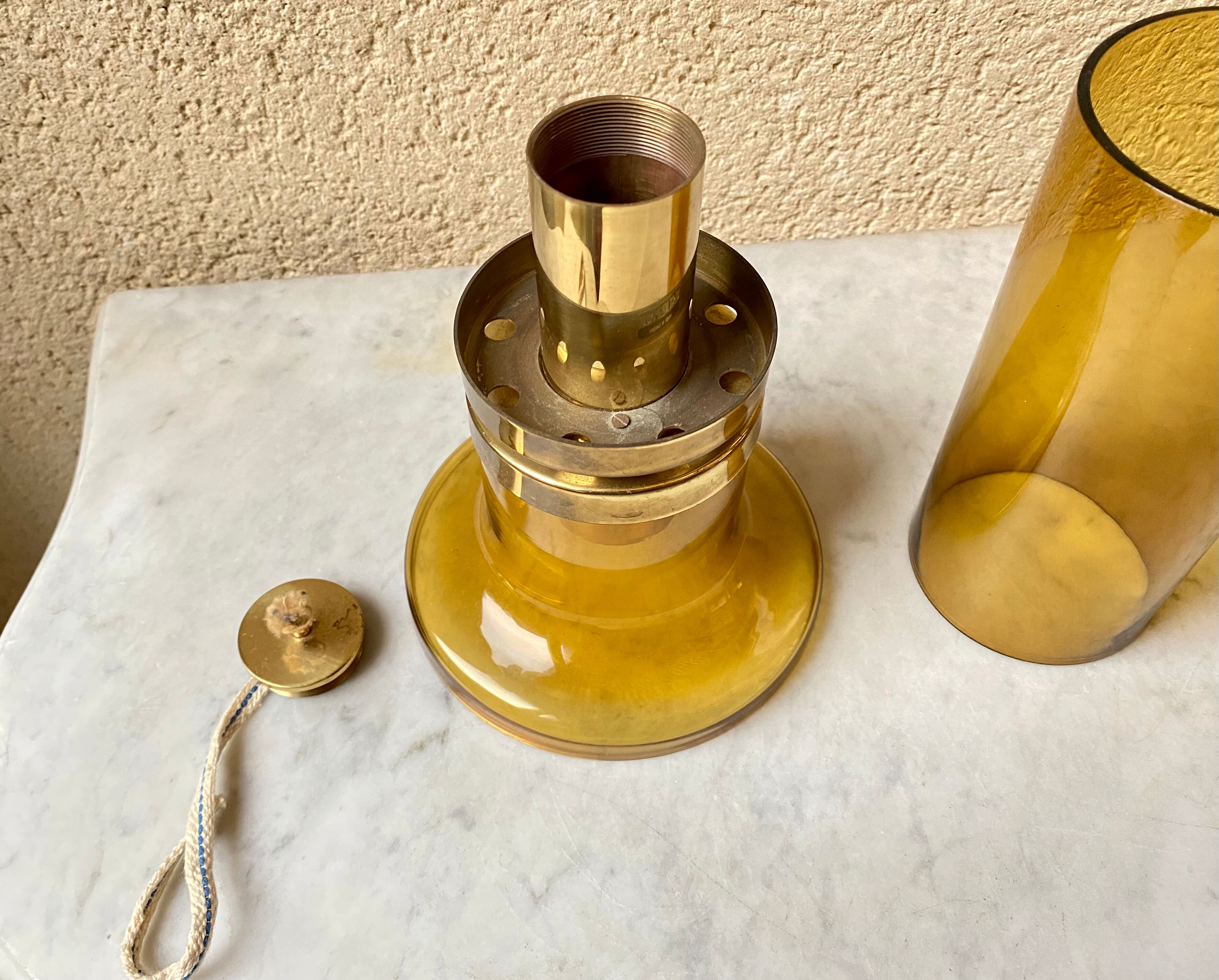 Oil lamp blown glass Hans Agne Jakobsson edition Markaryd Sweden 50s/60s