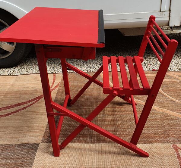 Bureau d'enfant pliant en bois peint