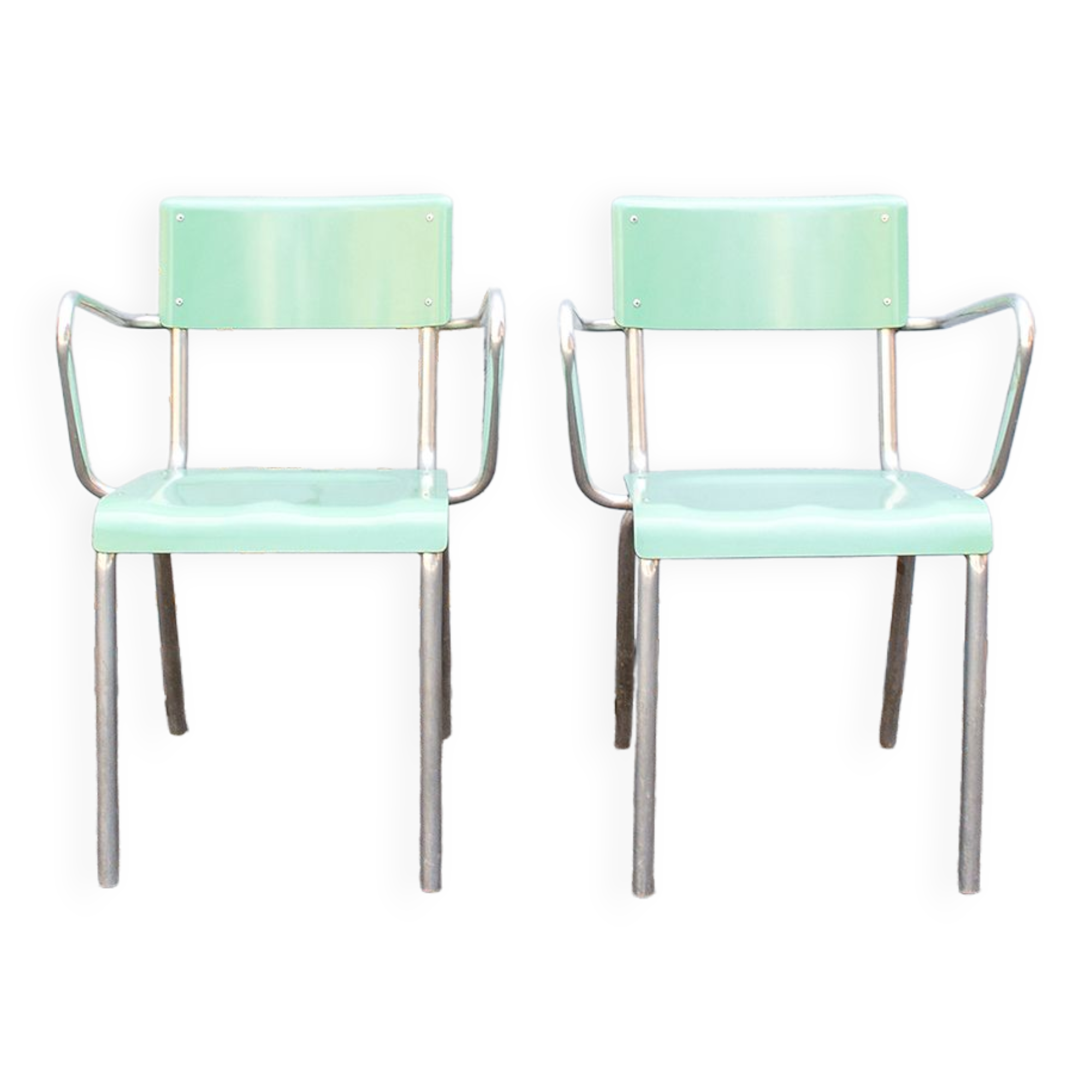 Paire de fauteuils fourmi sarcelle Italie 50s