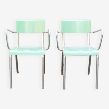 Pair of teal ant armchairs Italy 50s