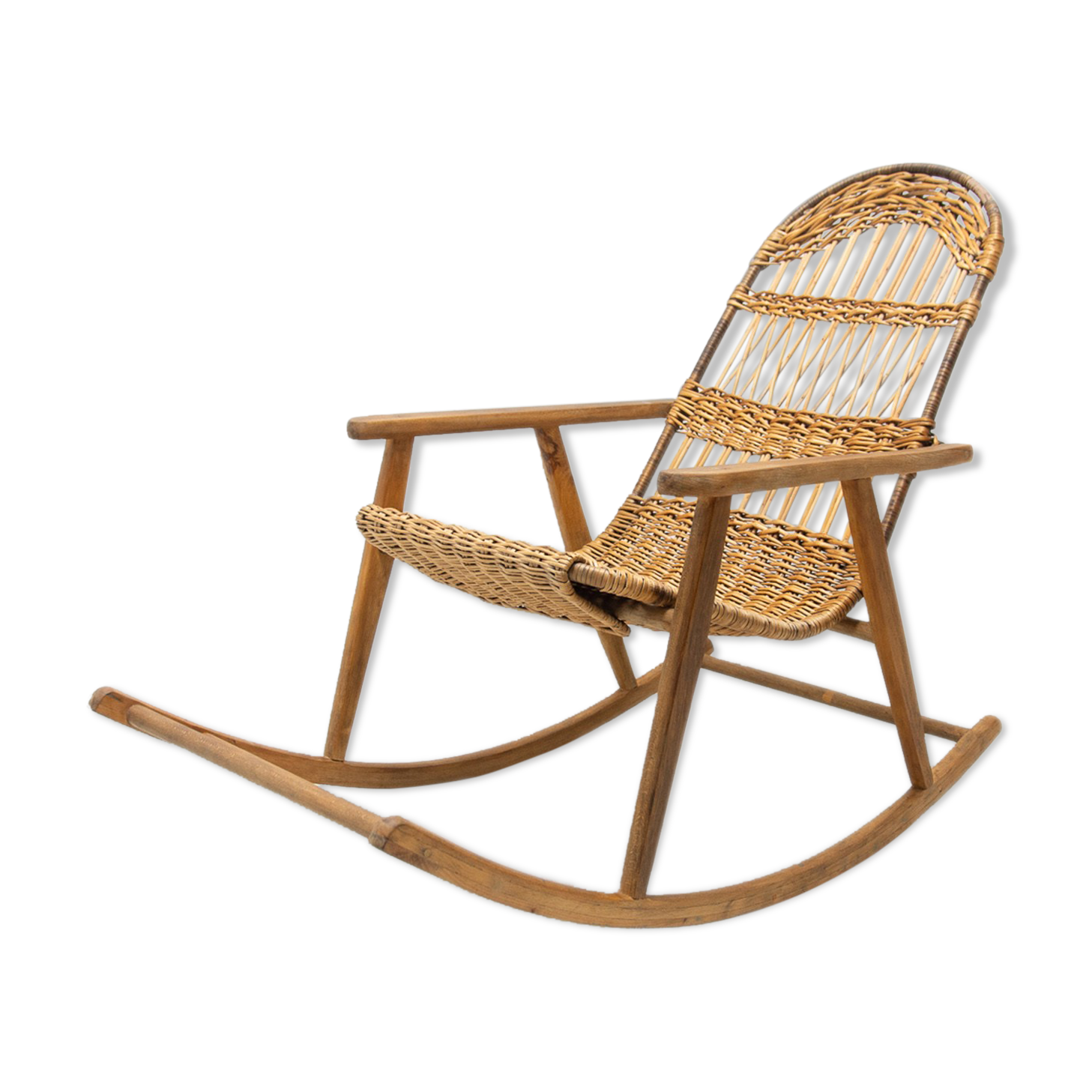 Mid century wicker rocking chair, czechoslovakia, 1960´s