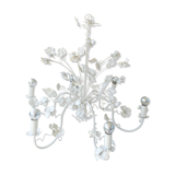 Vintage chandelier in painted metal decoration foliage and flowers