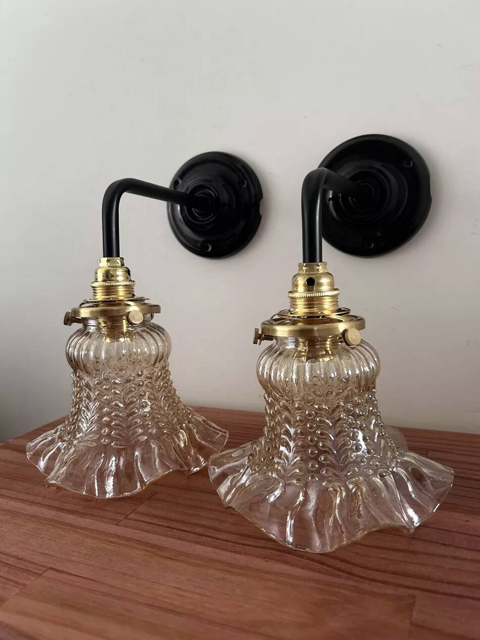 Vintage glass wall sconces