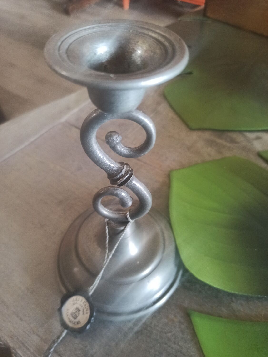 J. Goardere pewter candle holder