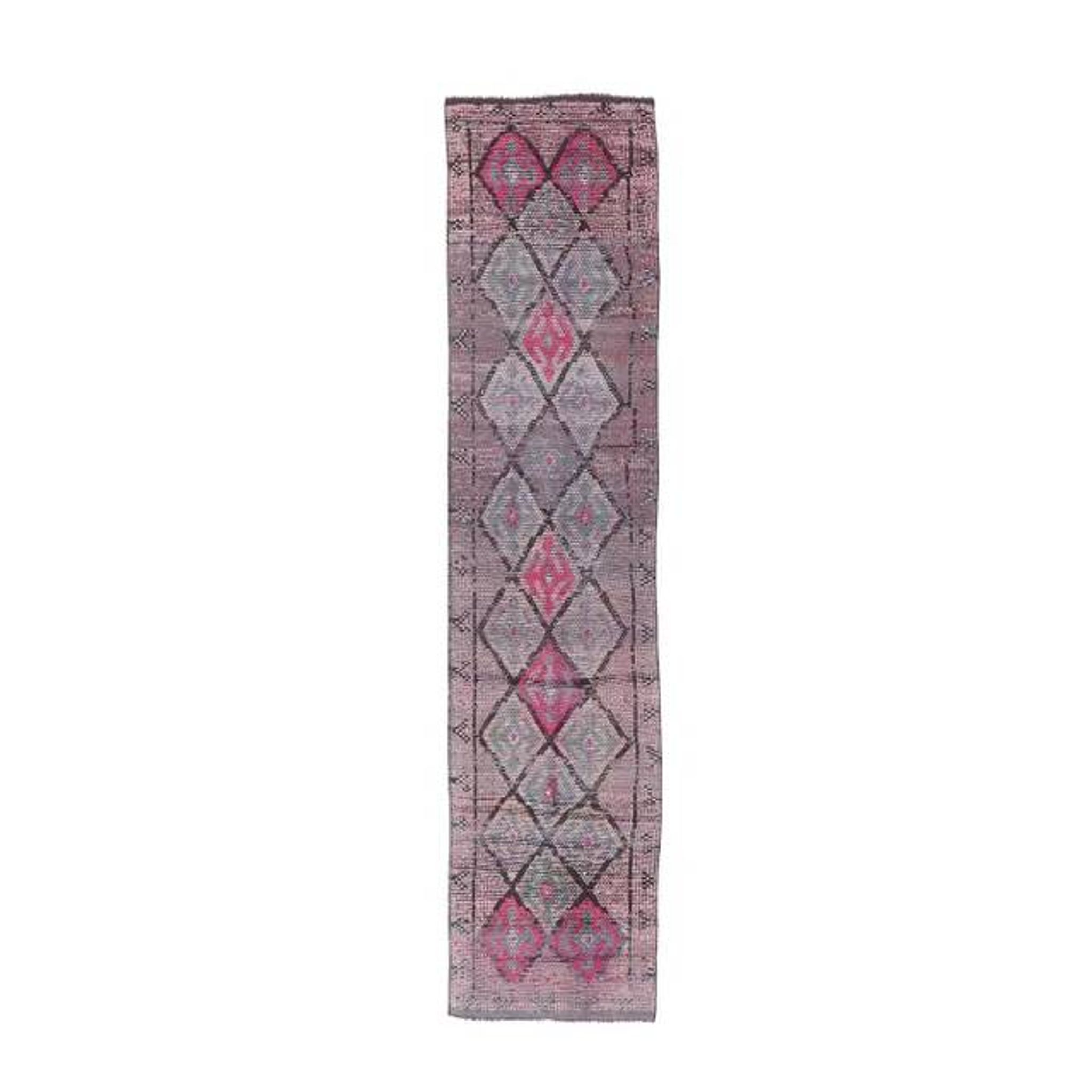Vintage Turkish Hand-Knotted Hallway Runner  71x313