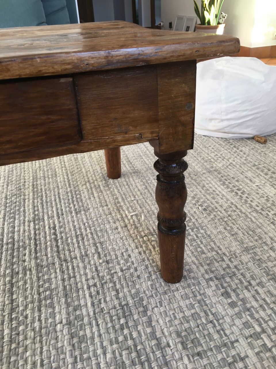 Wooden and turned feet coffee table