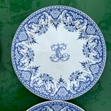 6 assiettes Gien série monogramme « 2nd choix »