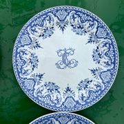 6 assiettes Gien série monogramme « 2nd choix »