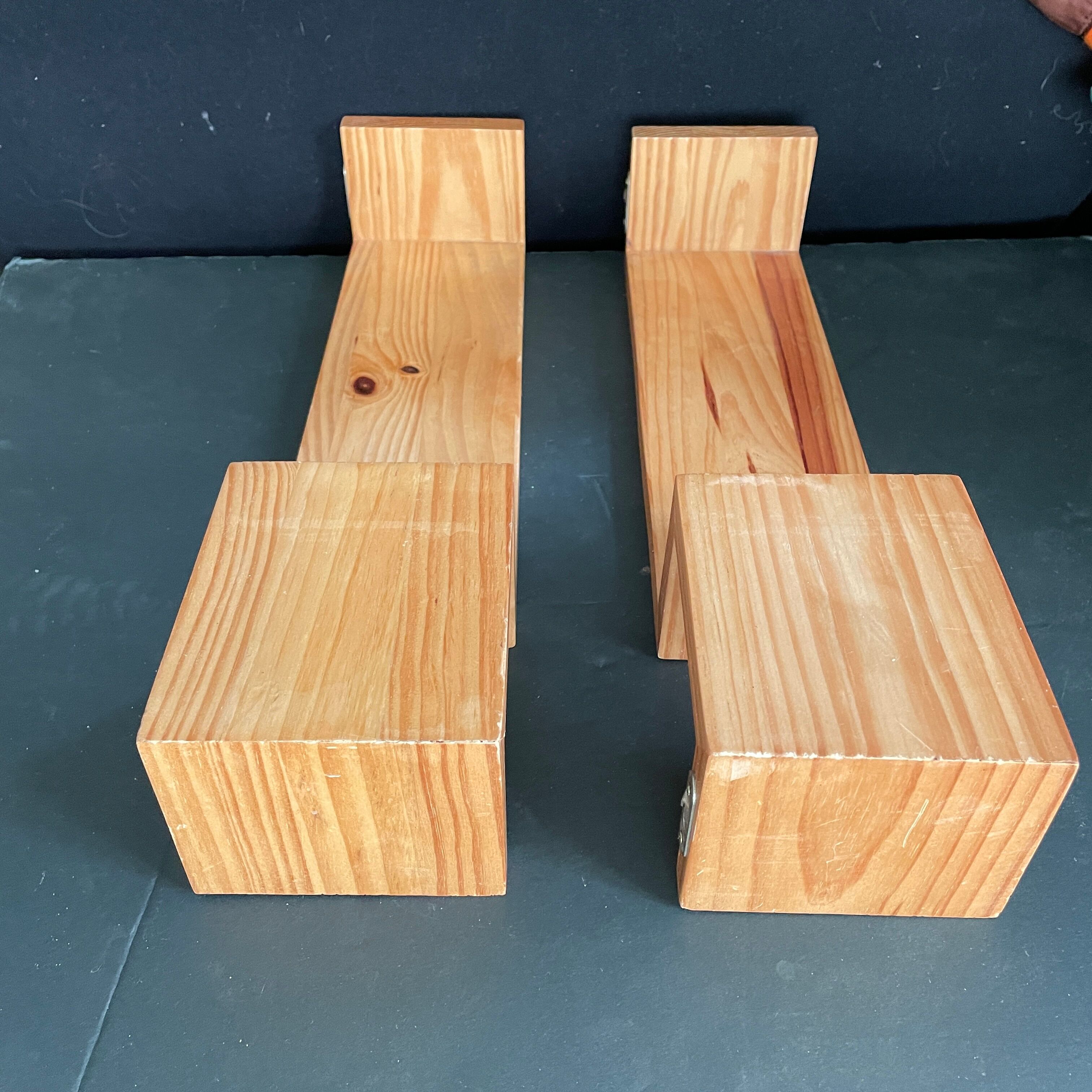 Pair wooden wall shelves 1970