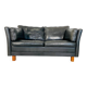 Vintage retro danish mogens hansen 2 person black leather sofa