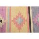 Vintage Turkish Oushak Handmade Wool Cotton Green Kilim Runner Rug 129x297