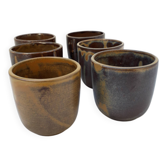6 Breugnot stoneware cups