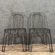Pair of industrial design chairs in woven iron circa 1980