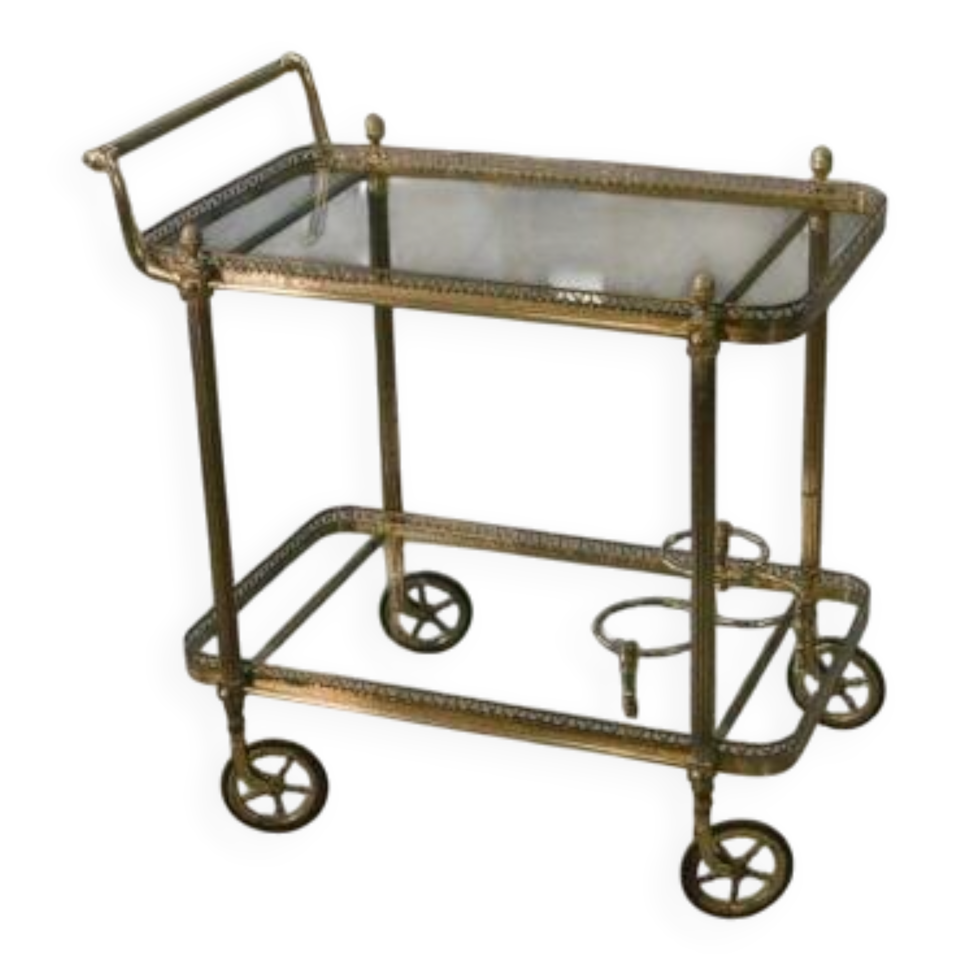 Neoclassical brass and glass serving trolley attributed to Maison Jansen, 1960s