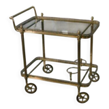 Neoclassical brass and glass serving trolley attributed to Maison Jansen, 1960s