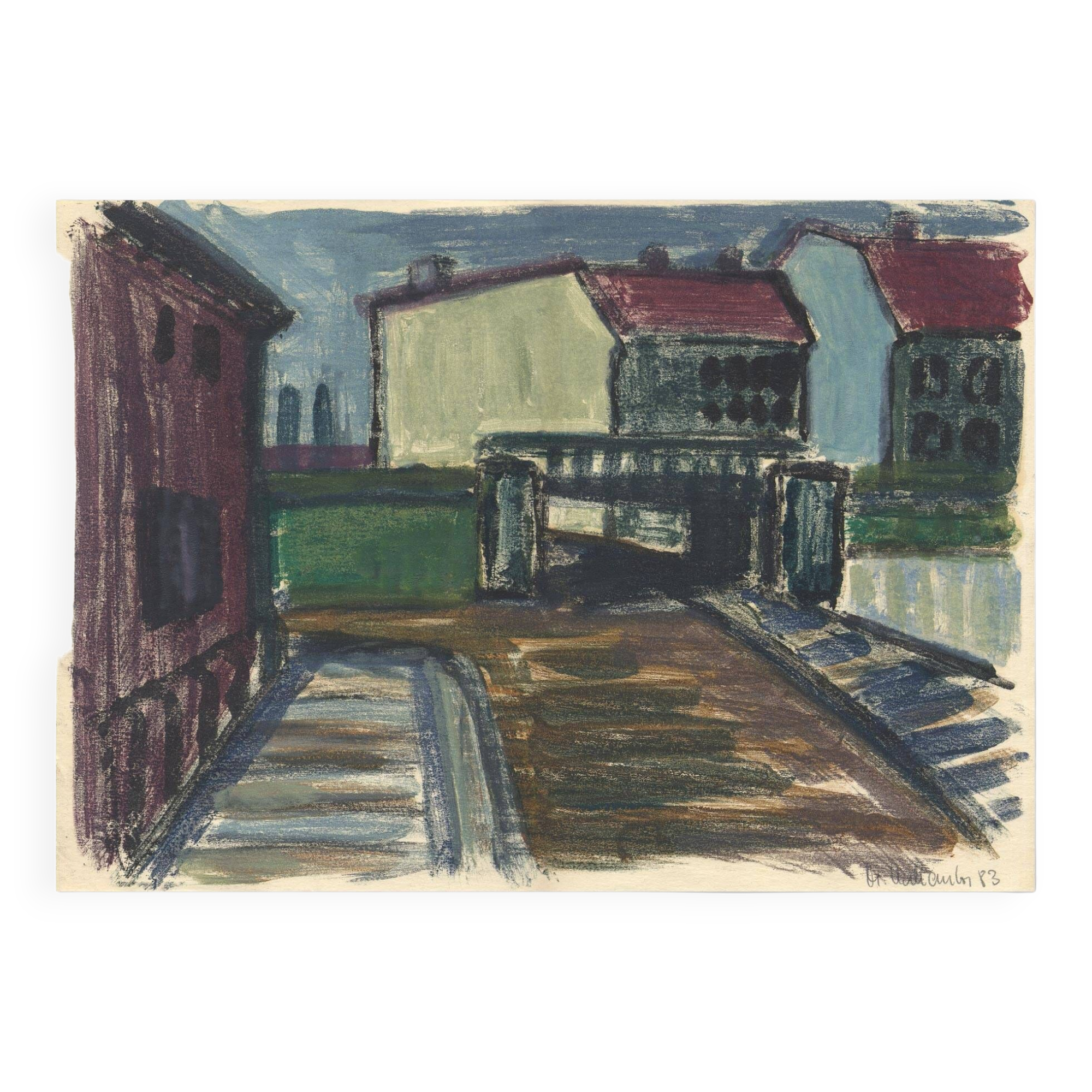 Serene signed Berlin streetscape